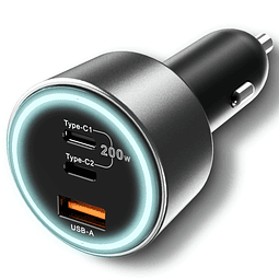 Cargador de coche USB C de 200 W, adaptador de cargador de c