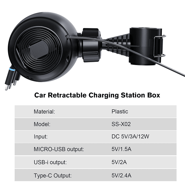 Estación de carga para automóvil retráctil múltiple, reposac