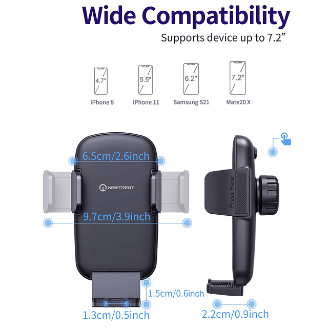- Soporte para teléfono para tu coche, con clip de ventilaci