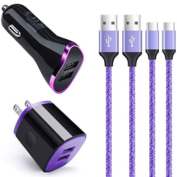 Cargador de coche tipo C, cargador de pared, cable USB C de