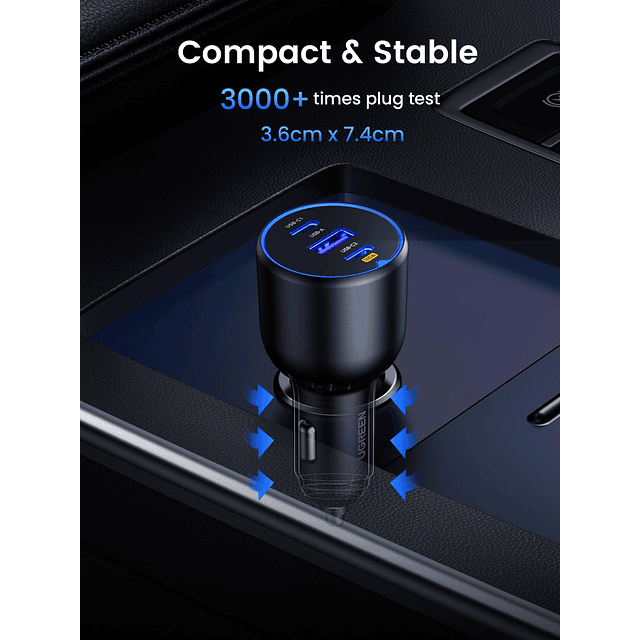 Cargador de coche USB C de 130 W, adaptador de cargador de c