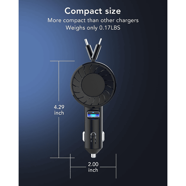 Cargador de coche retráctil, cargador de teléfono rápido 3 e