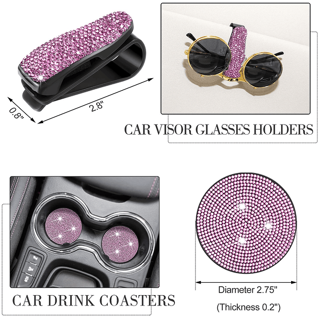 20 Piezas Accesorios de Coche para Mujer, Juego de Accesorio