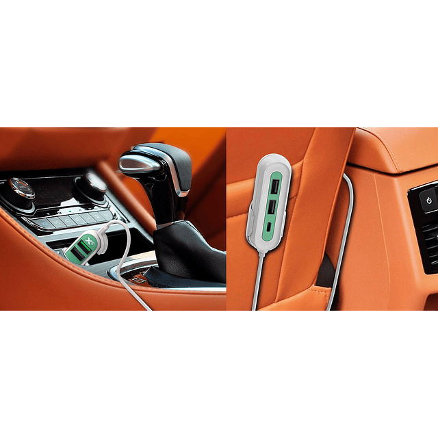 Cargador de Coche X5 Plus 5 Puertos USB QC 3.0/Tipo C Menta