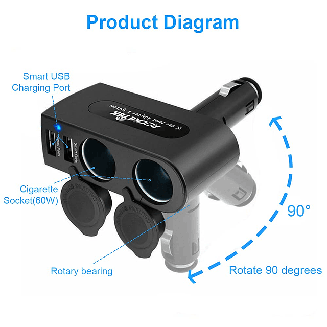 Adaptador Divisor de Encendedor de Cigarrillos de 2 Enchufes