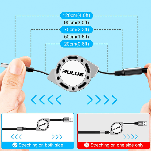 Cable de carga múltiple 3 en 1 [paquete de 2, 4 pies] Cable