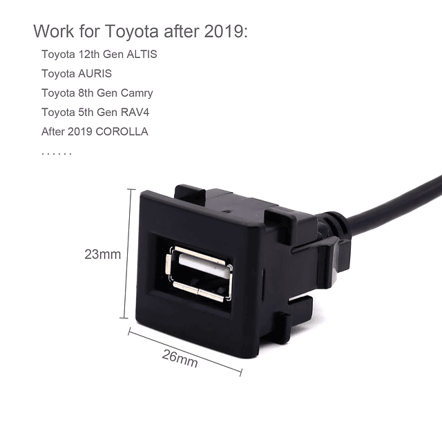 Cargador de Coche con Puerto USB para Toyota, Cable de alime