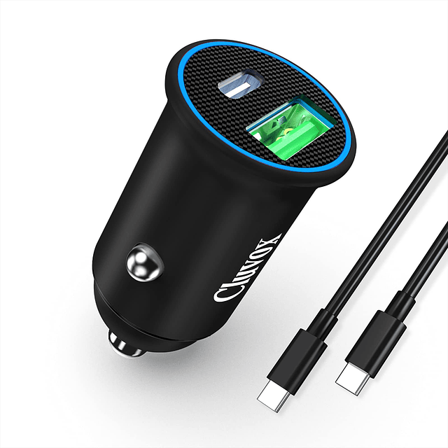 Cargador de coche rápido USB C, 25 W PD&QC 3.0 de doble puer