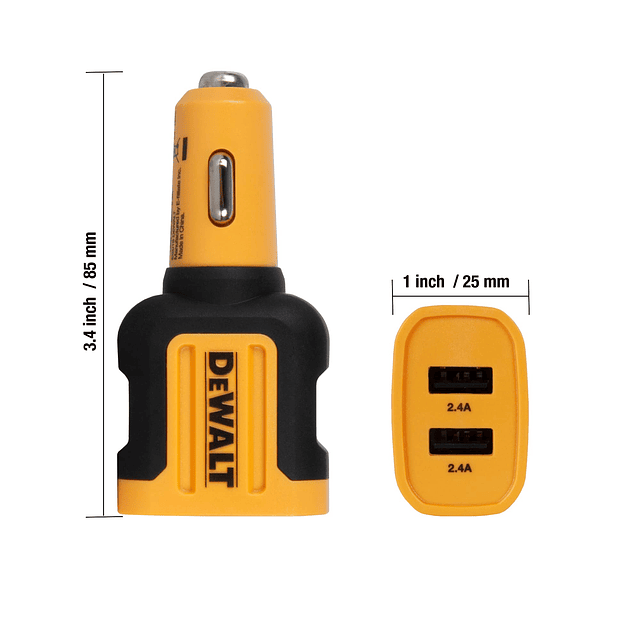 Cargador de coche USB de 2 puertos - Carga rápida de 24 W Pu