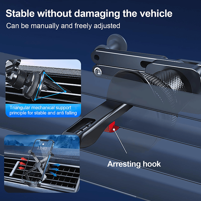 Soporte para teléfono para ventilación de coche, soporte gir