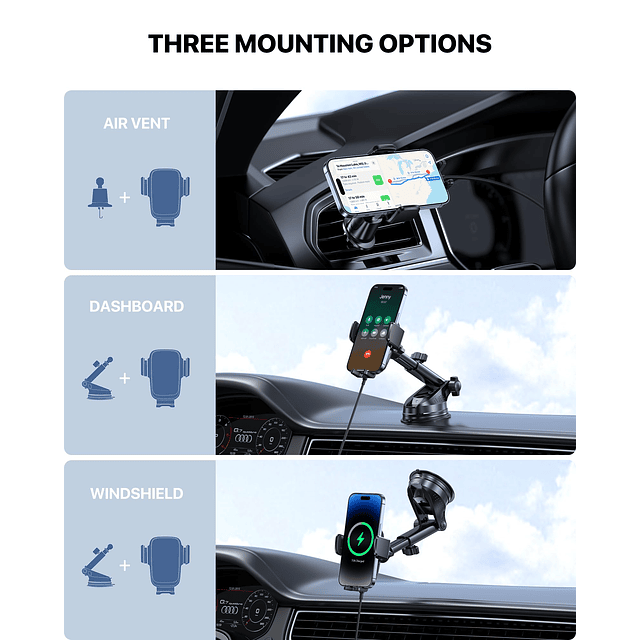 Puretor Soporte para teléfono para automóvil 2 en 1, cargado