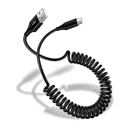 Cable en espiral para cargador de coche USB A a USB C para i