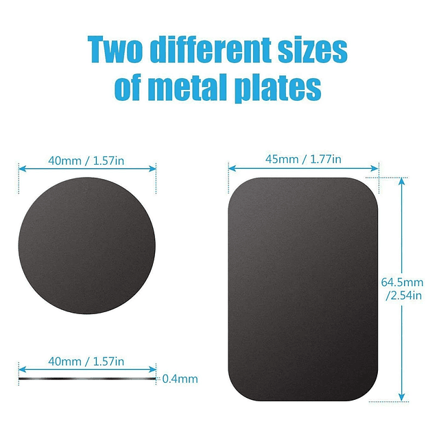 Placas de metal (paquete de 8) con adhesivo para soporte mag