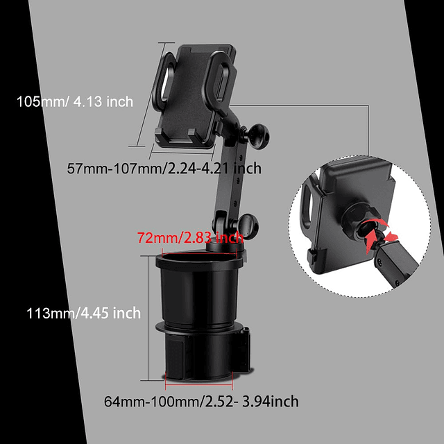 Soporte para taza de teléfono para coche, adaptador grande p