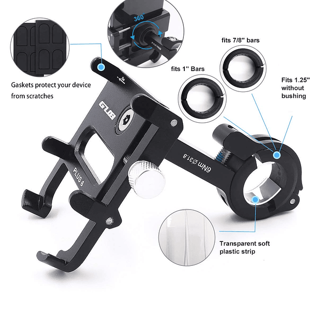 Soporte para teléfono de bicicleta, soporte de aluminio para