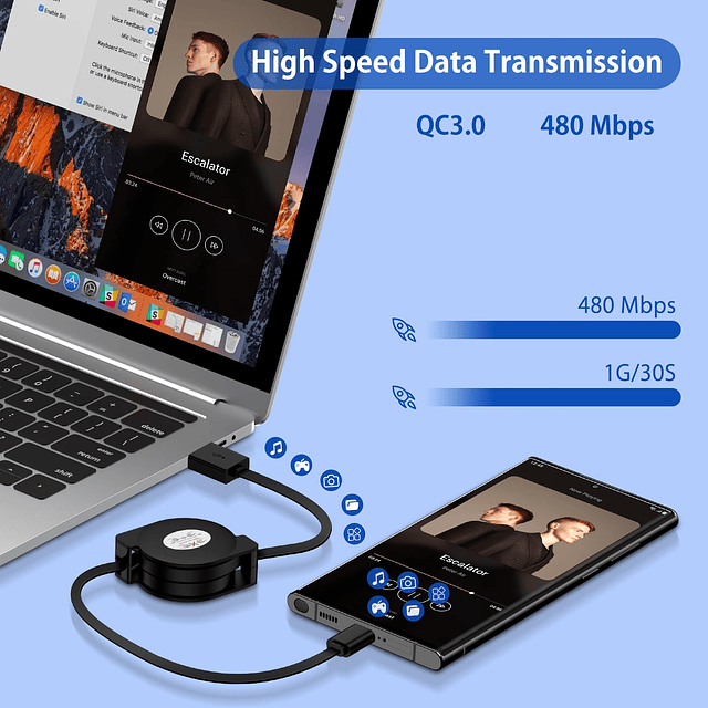 Cable USB tipo C de carga rápida, cargador de teléfono celul