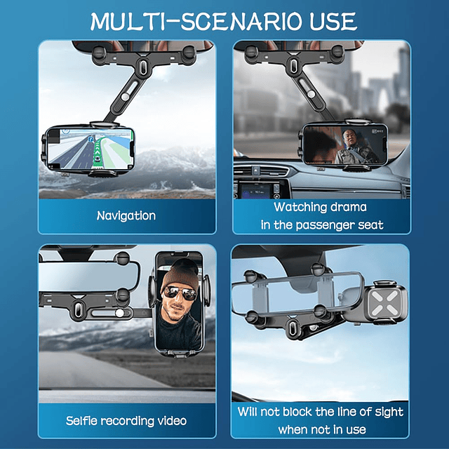 Soporte para teléfono con espejo retrovisor, 【2023 nuevo act