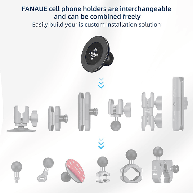 Soporte magnético para automóvil compatible con cabezal esfé