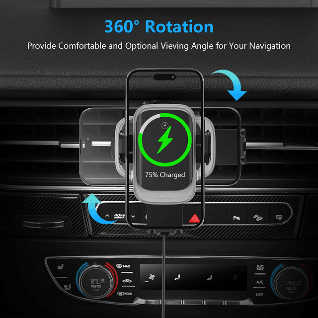 Cargador inalámbrico para automóvil, soporte para automóvil