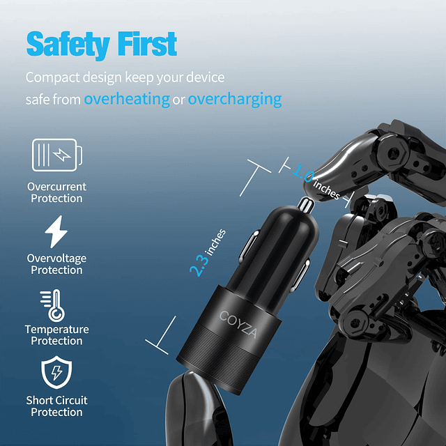 Cargador de coche rápido USB C, paquete de 2 adaptadores de