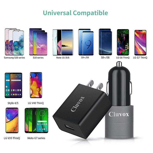 Kit de Cargador USB Rápido de 18W, Compatible con Samsung Ga