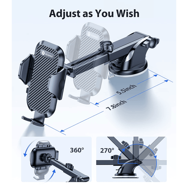 Soporte para teléfono para automóvil, [succión más fuerte y