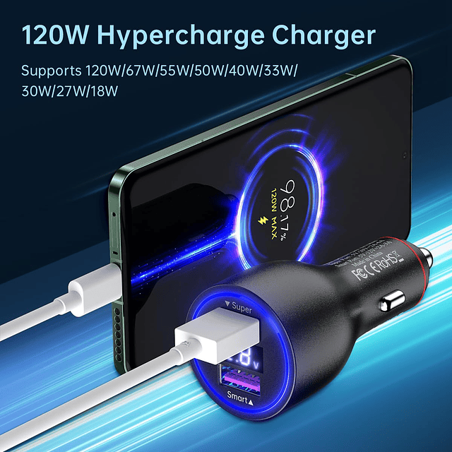 Para Xiaomi cargador de coche 120W 67W Hypercharge cargador