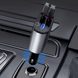 Cargador de coche retráctil, cargador de coche USB C de 100