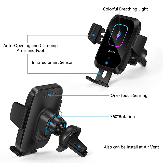 Cargador inalámbrico para automóvil, portavasos, Soporte par