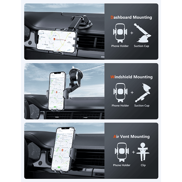 [Soporte para teléfono de coche que nunca se cae [súper succ