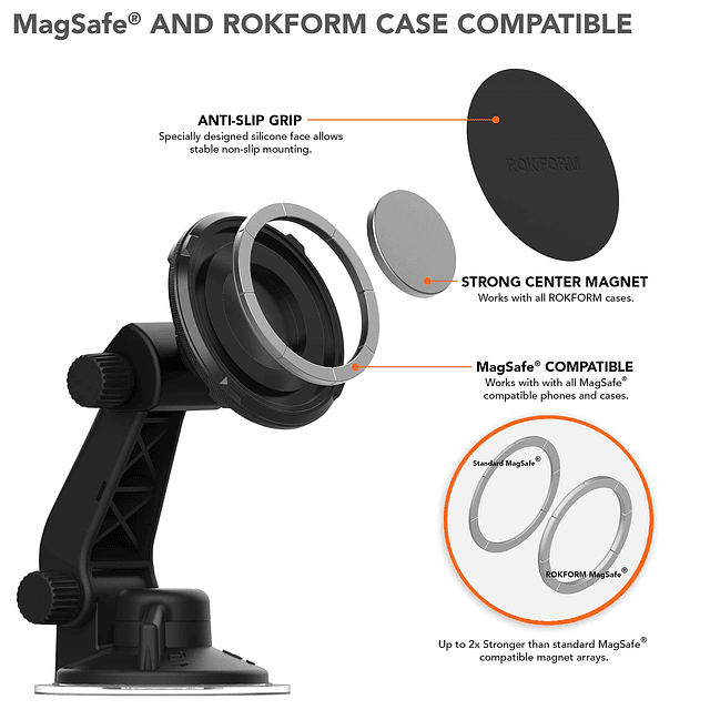 ROKFORM - Soporte magnético ajustable para parabrisas, compa