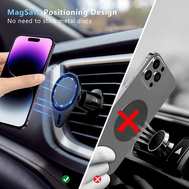 Mag Safe Car Mount Ventilación, [23 imanes N55 fuertes] Sopo