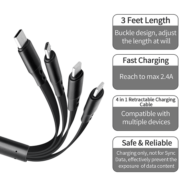Cable de carga múltiple Cable de carga múltiple rápido retrá