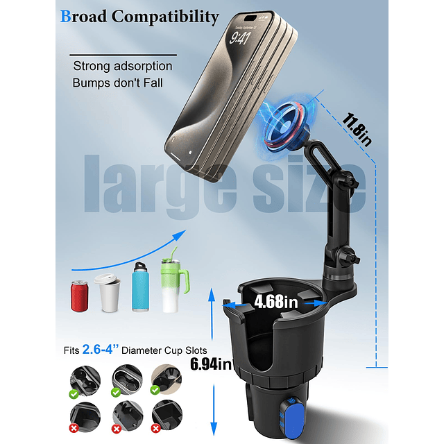 Soporte magnético para taza de teléfono para soporte de coch