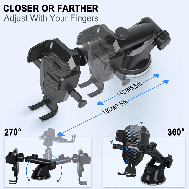 Soporte para teléfono para automóvil, [Ventosa fuerte] Sopor