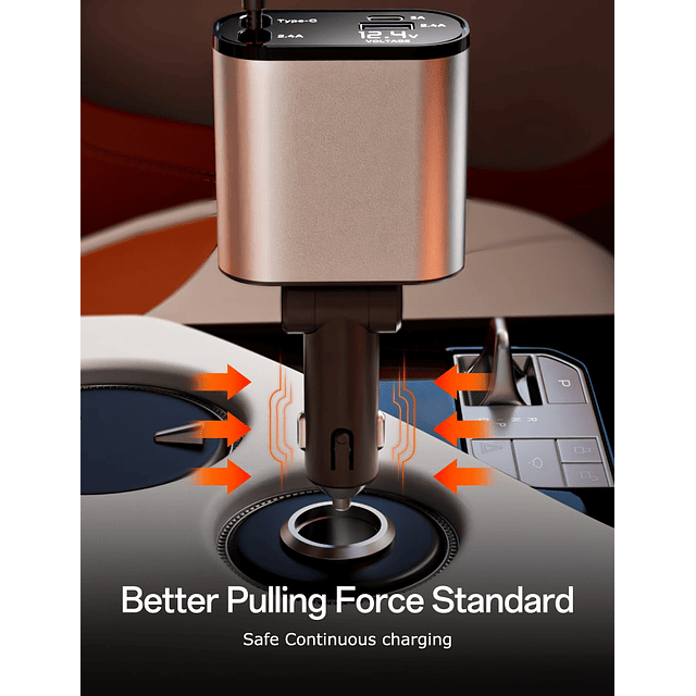 Cargador retráctil para automóvil con cables retráctiles dua