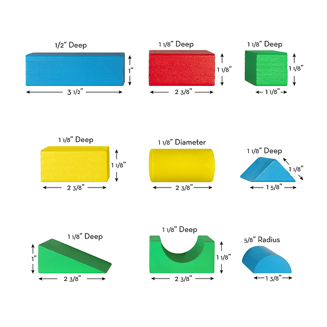 Juego de bloques de construcción de madera - 100 bloques en