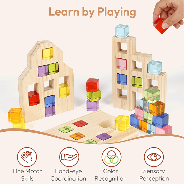 Juego de bloques de construcción de madera para niños, 36 pi