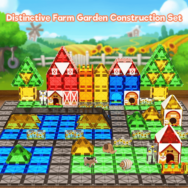 Juego de construcción de juguetes magnéticos para jardín de