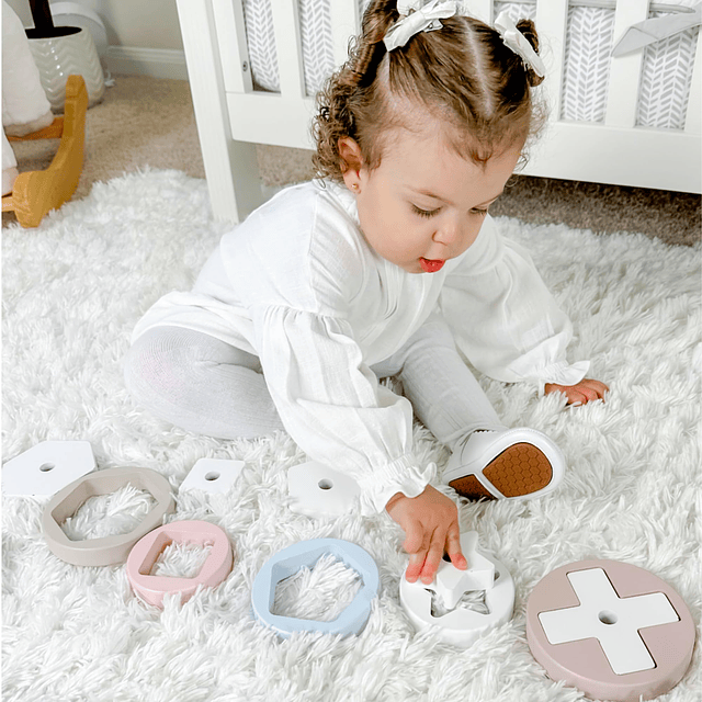 Apilador de anillos de madera Montessori grande para niños p