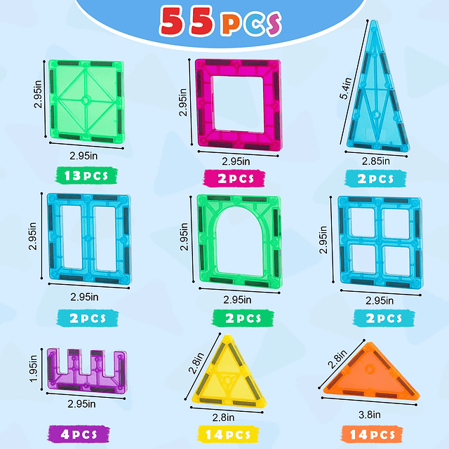 Azulejos magnéticos, bloques de construcción de juguetes mag