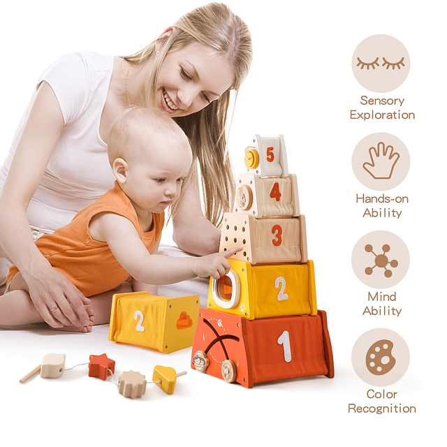 Caja de anidación de juguetes apilables, juguetes Montessori