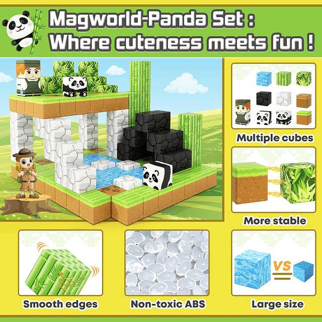 Bloques magnéticos: Build Mine Magnet World Panda Edition, b