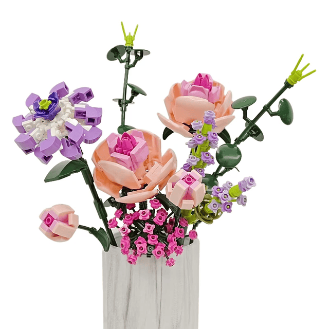 Juego de construcción de ramo de flores para adultos, flores