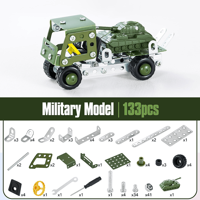 Juego de juguetes de construcción STEM para camión militar p