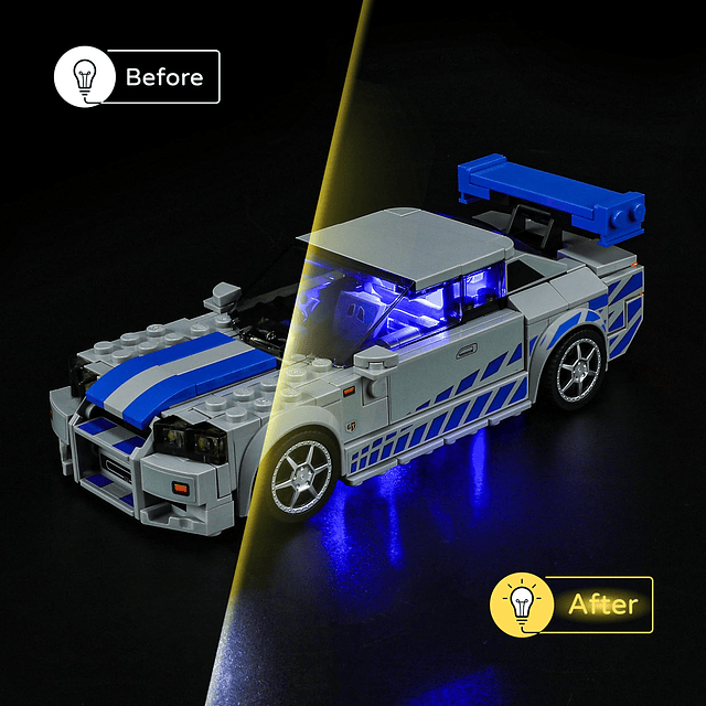 Luz LED para Lego-76917 Speed ​​Fast 2 Furious Nissan Skylin