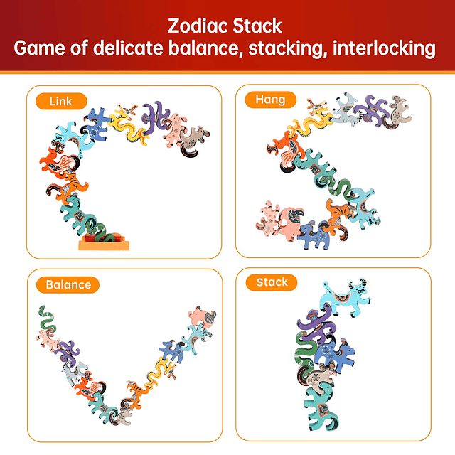 Zodiac Clasificación Apilable Juguetes de Madera, Juguetes M