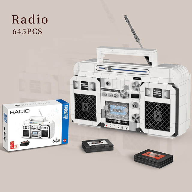 Juego de bloques de construcción de mini radio retro, regalo