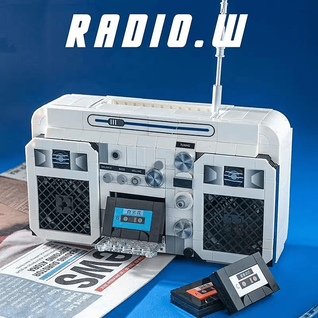 Juego de bloques de construcción de mini radio retro, regalo