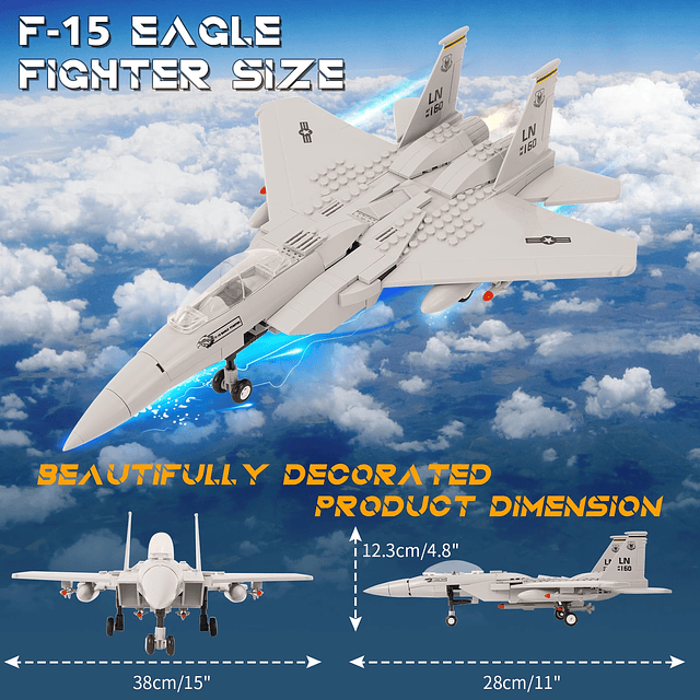 Military F-15 Eagle Fighter Jet Juego de bloques de construc